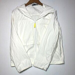 Vintage DKNY Women's White Full Zip Hooded Windbreaker Jacket Sz L